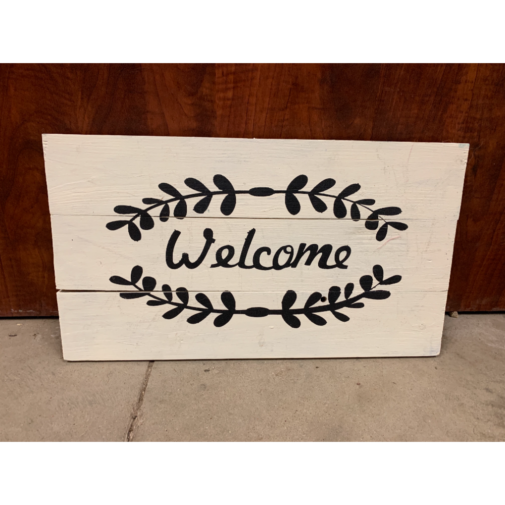 Wooden Block Sign: Welcome