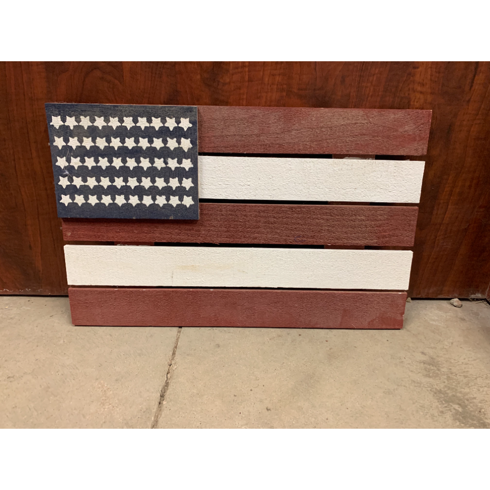Wooden Block Sign: American Flag