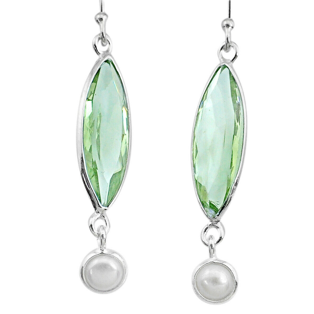 Beautiful Green Amethyst w/ Pearl Drop Earrings