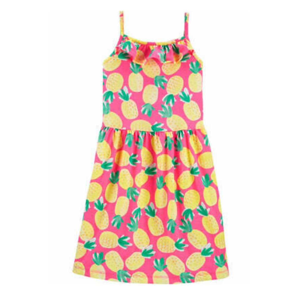 Little Girl's Pineapple Ruffle Tank Dress