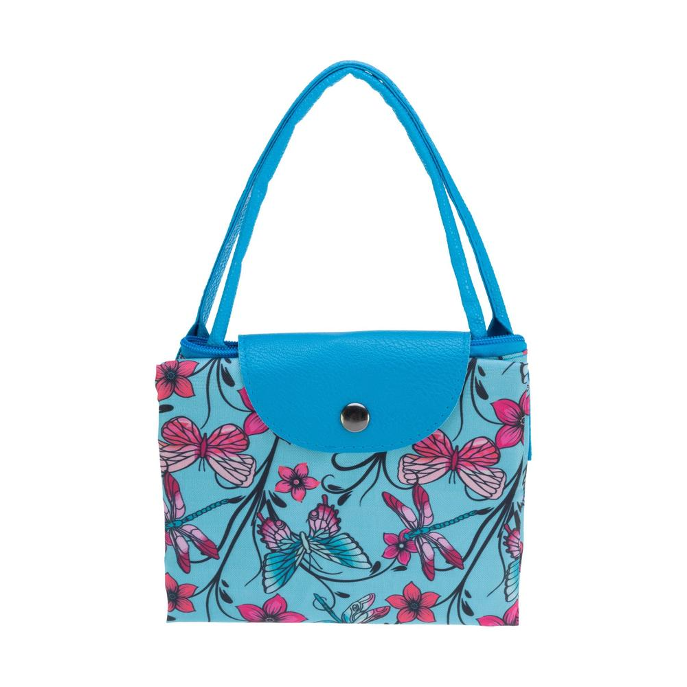 Teal Floral Folding Tote