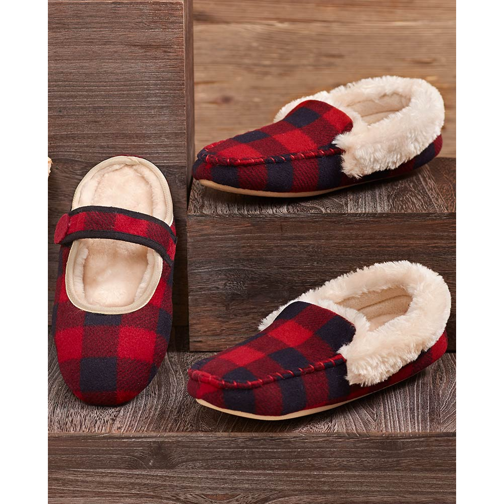 Men's Red Plaid Slippers