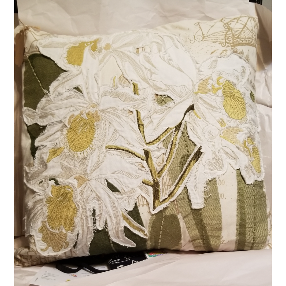 White Floral Pillow
