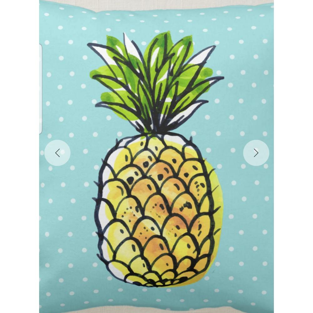 Tropical Pineapple Turquoise Pillow