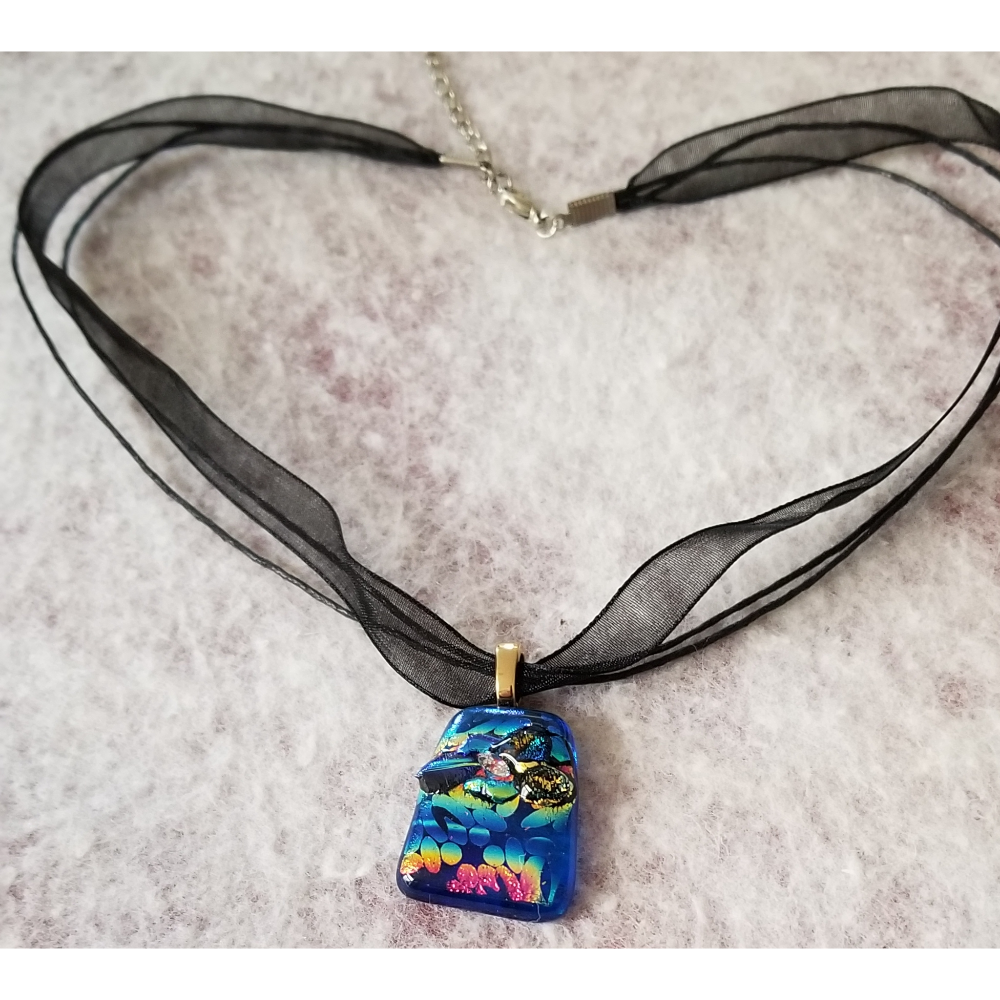 Electric Dichroic Glass Ribbon Necklace