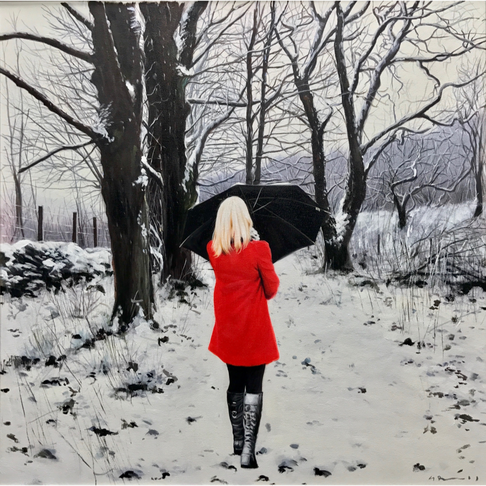 Gerard Burns - Red Coat on a Winters Path (Artist's Proof)