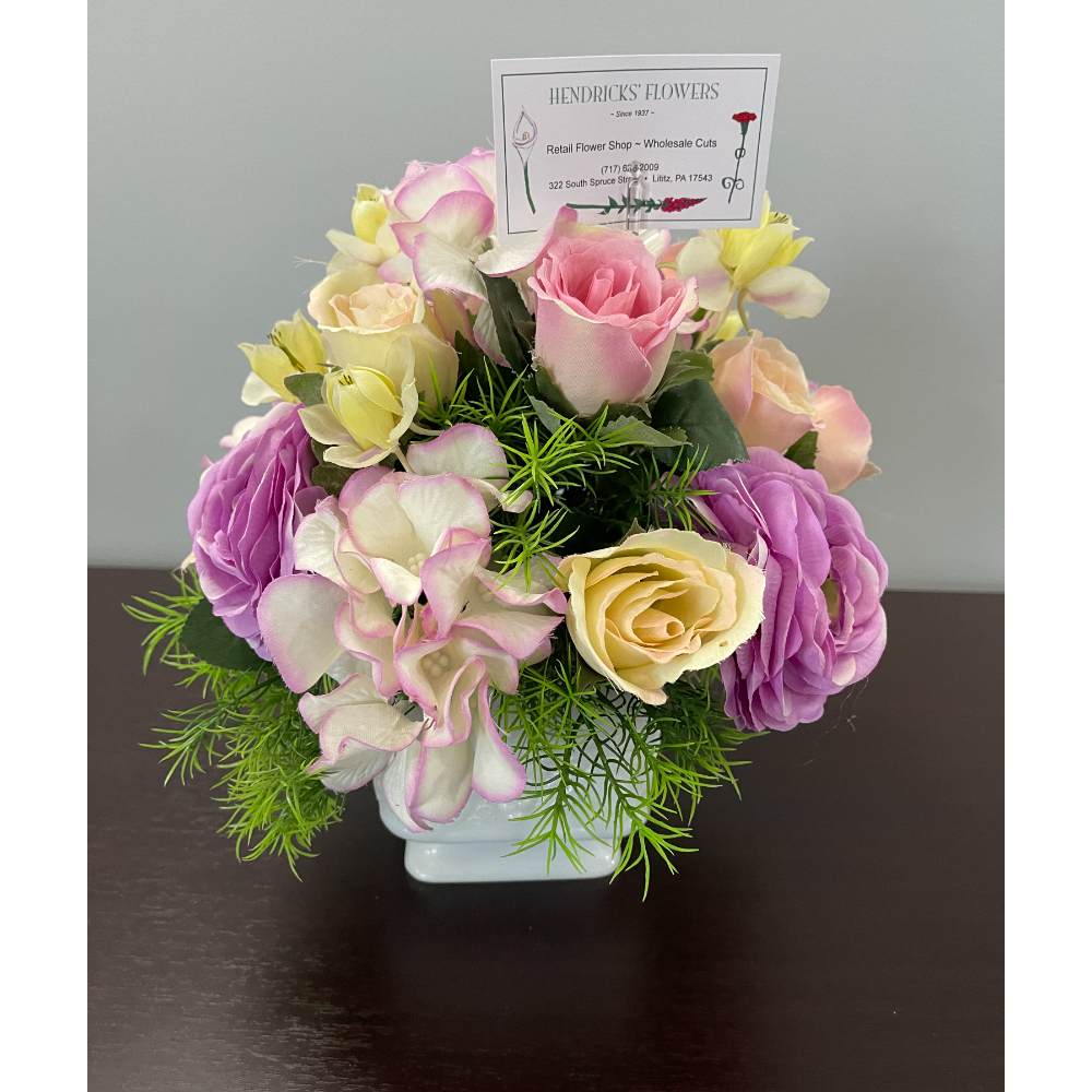 Beautiful Silk Flower Bouquet with Peach Roses
