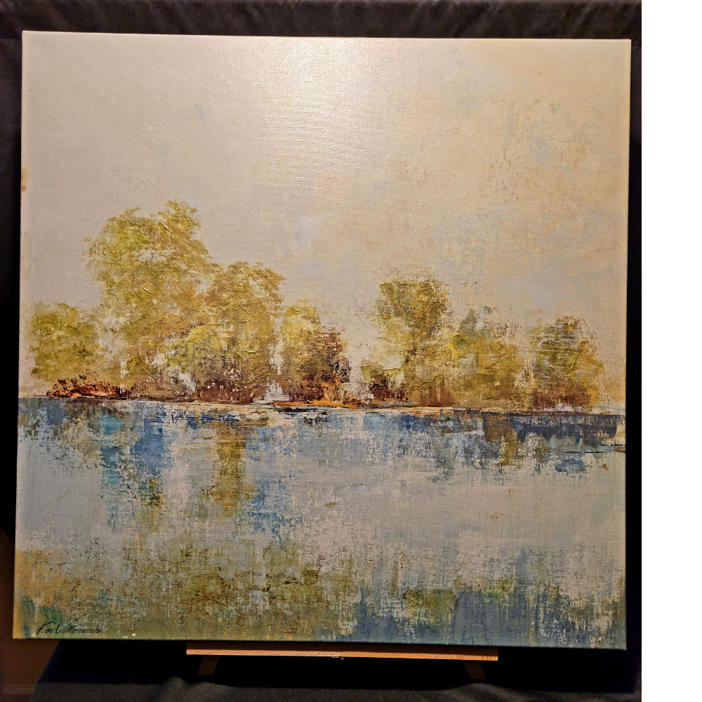 Lake scenery, large oil canvas painting