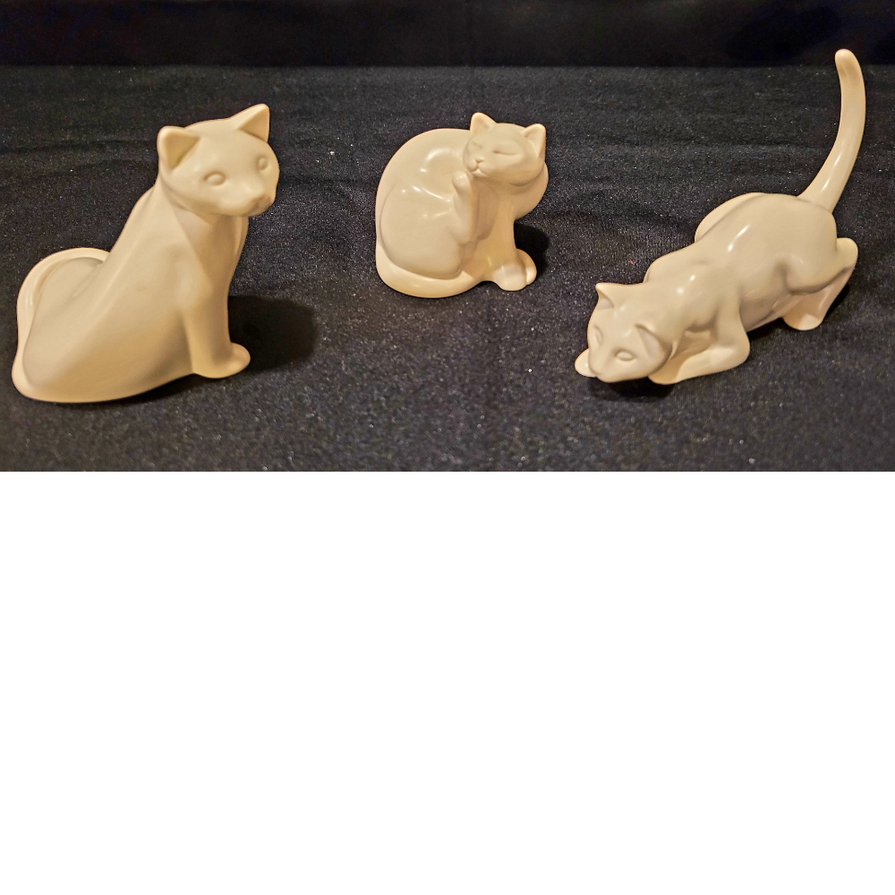 Vintage, Handcast Designs, Limited: Set of 3 Cat Figurines