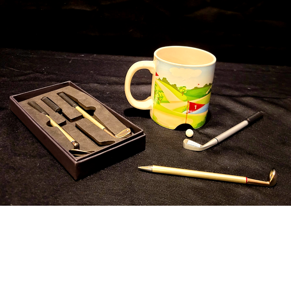 Put & Sip Coffee Mug & Golf club pens