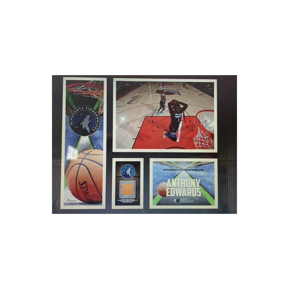 Timberwolves Anthony Edwards Collage w/Piece of Game Basketball