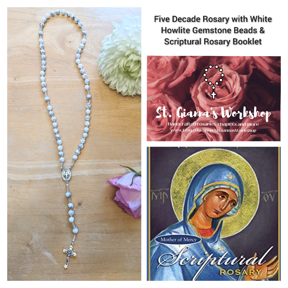 Handmade White Howlite Gemstone Rosary
