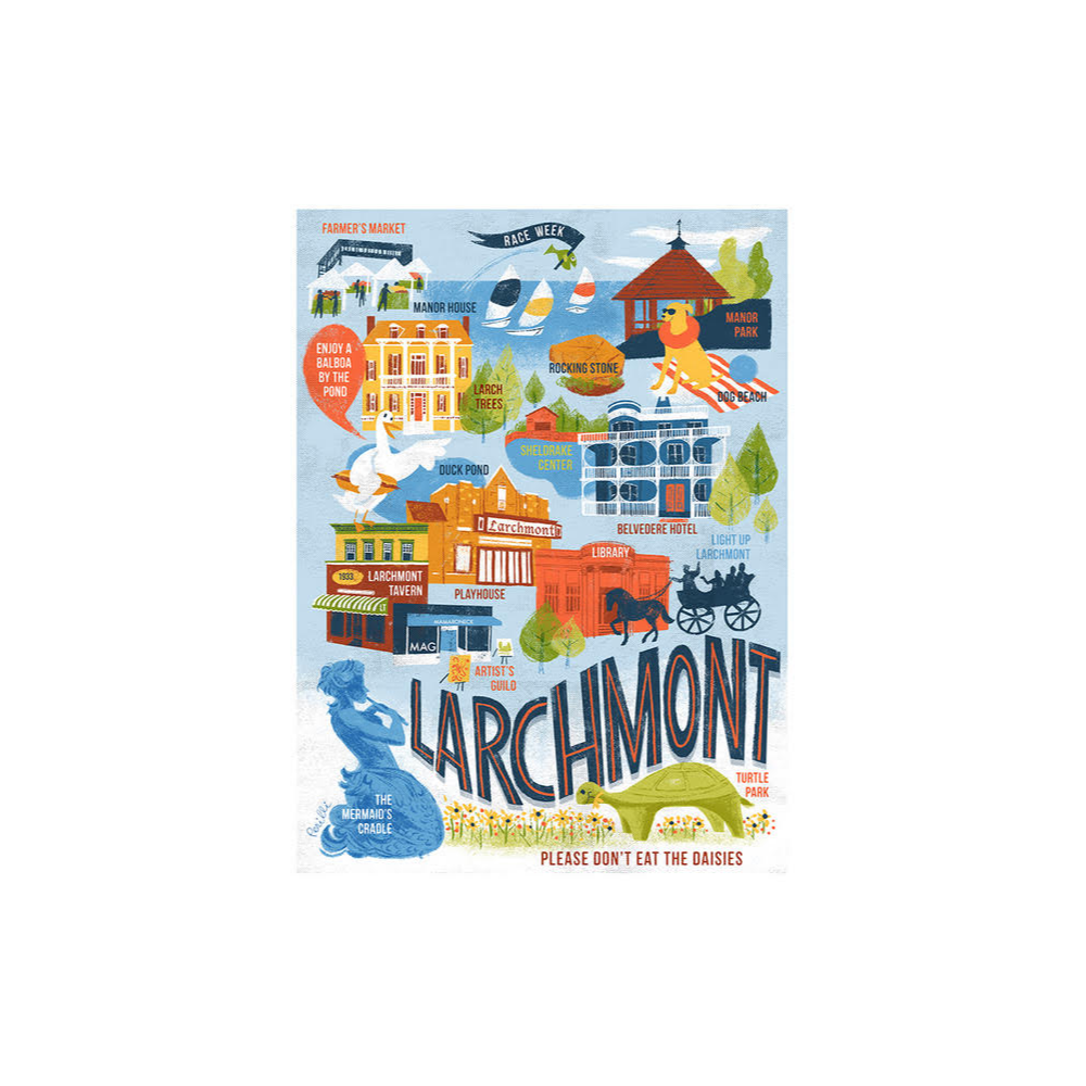 Signed & Framed Larchmont Poster by Illustrator Marilena Perilli