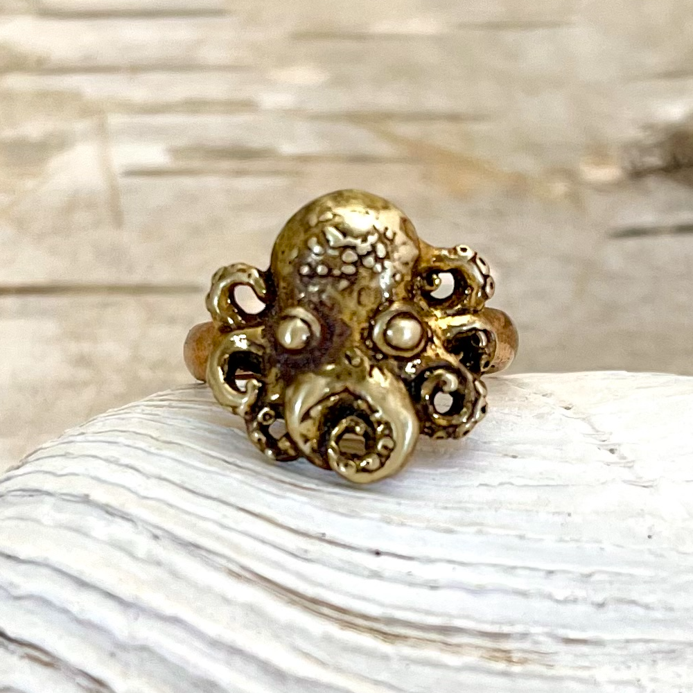 Brass Octopus Ring by Cynthia Ogden