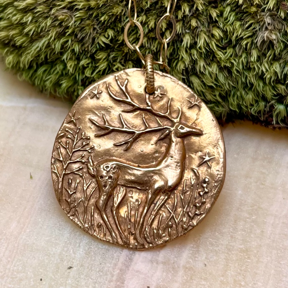 Bronze Deer Coin Pendant by Cynthia Thornton