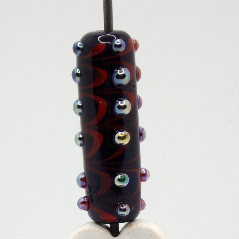 Red Bumpy Glass Tube Bead by Martha Giberson
