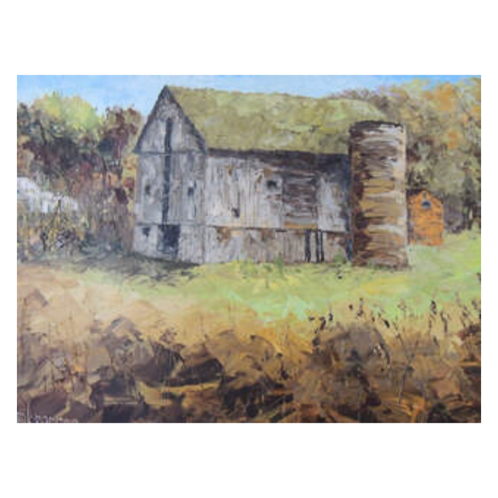 Goat Run Road #1  Painting and Barn Wood Frame 181/2 X 151/2