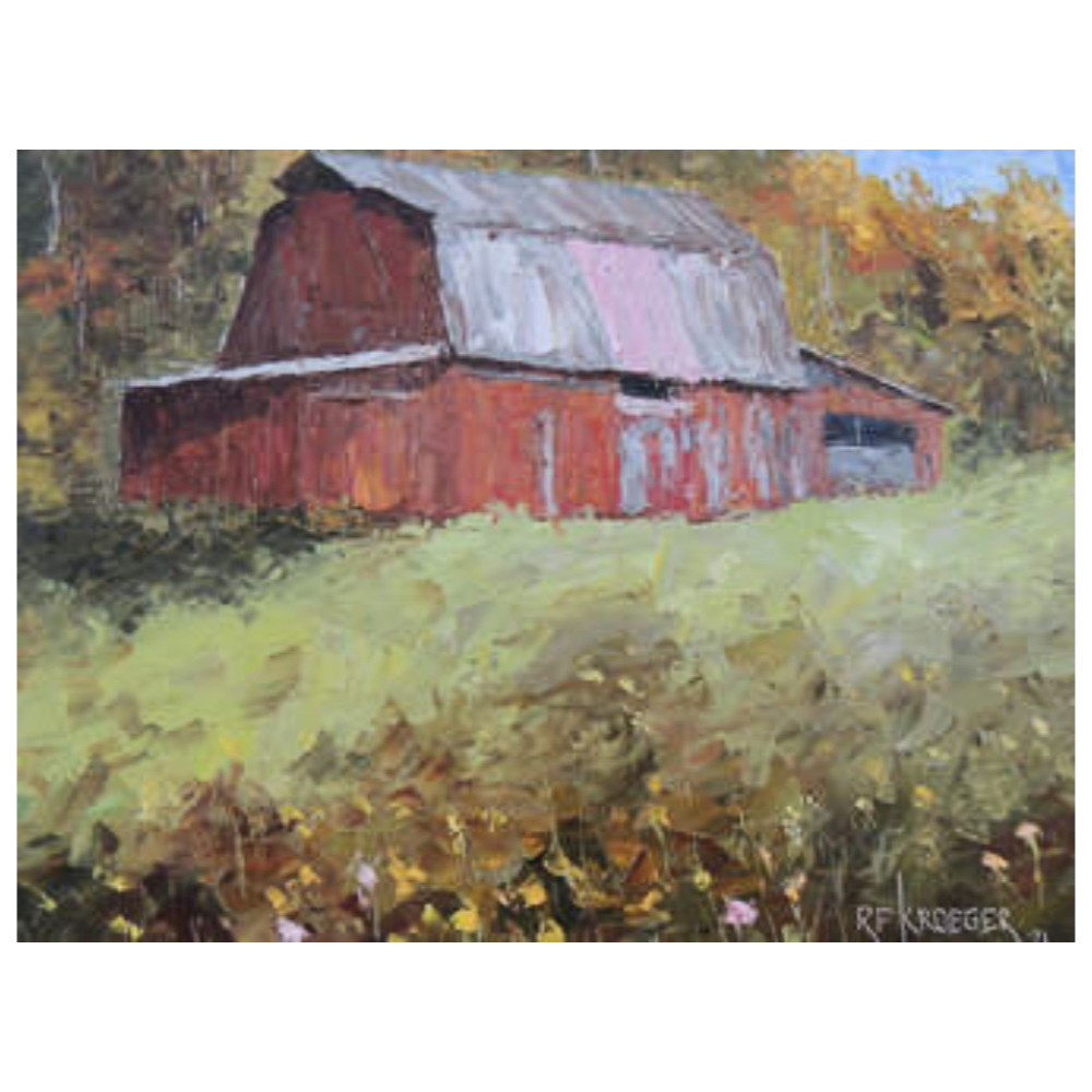 Wildcat Hollow #2  Painting and Barn Wood Frame 151/4 x 121/2