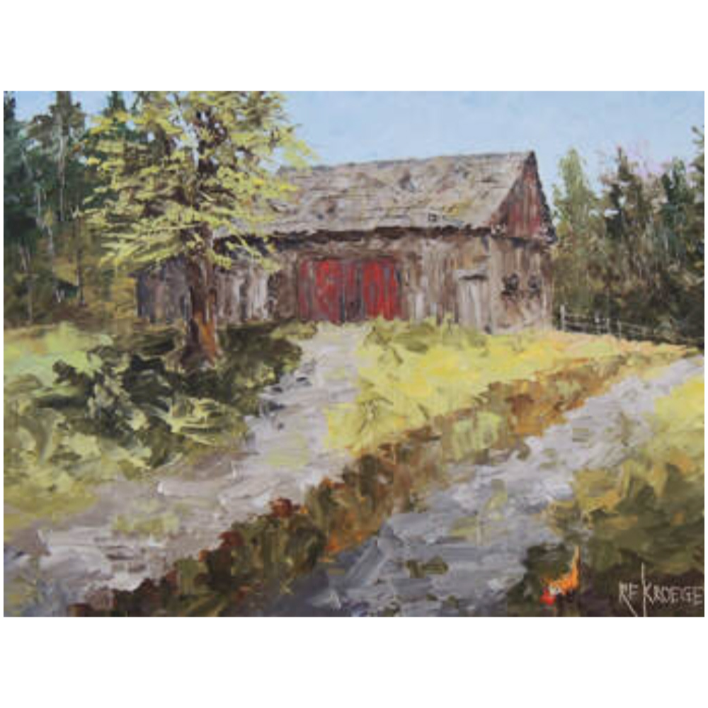 Starr Route Road  Painting and Barn Wood Frame 141/8 x 111/4