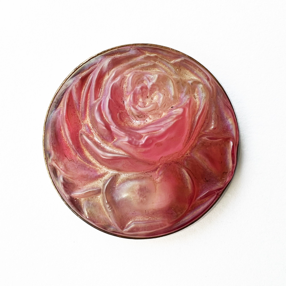 Lalique? Glass in Metal Rose Button