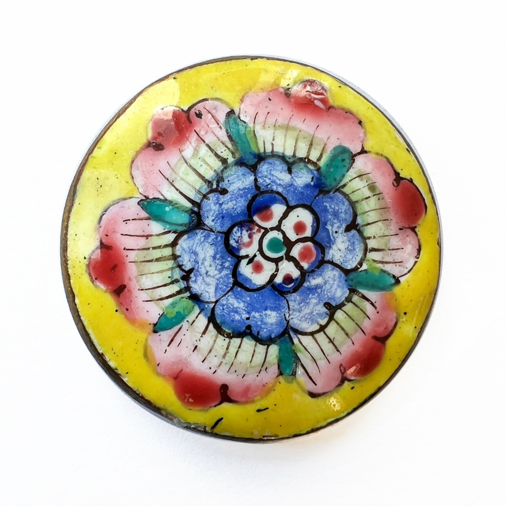 Chinese Enamel Flower Button