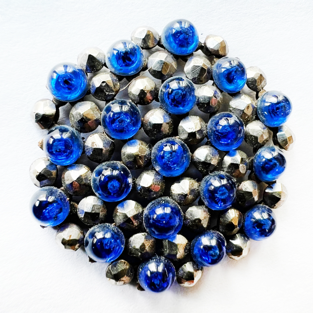 19th c. Riveted Blue Glass Button
