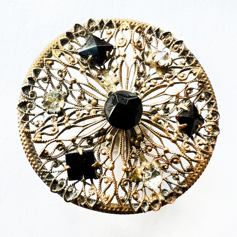 Black Glass Jewel Button