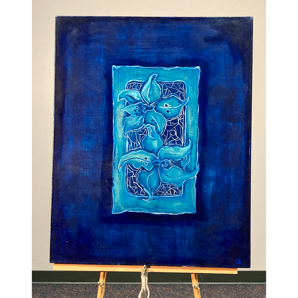 Blue Flowers on Canvas 