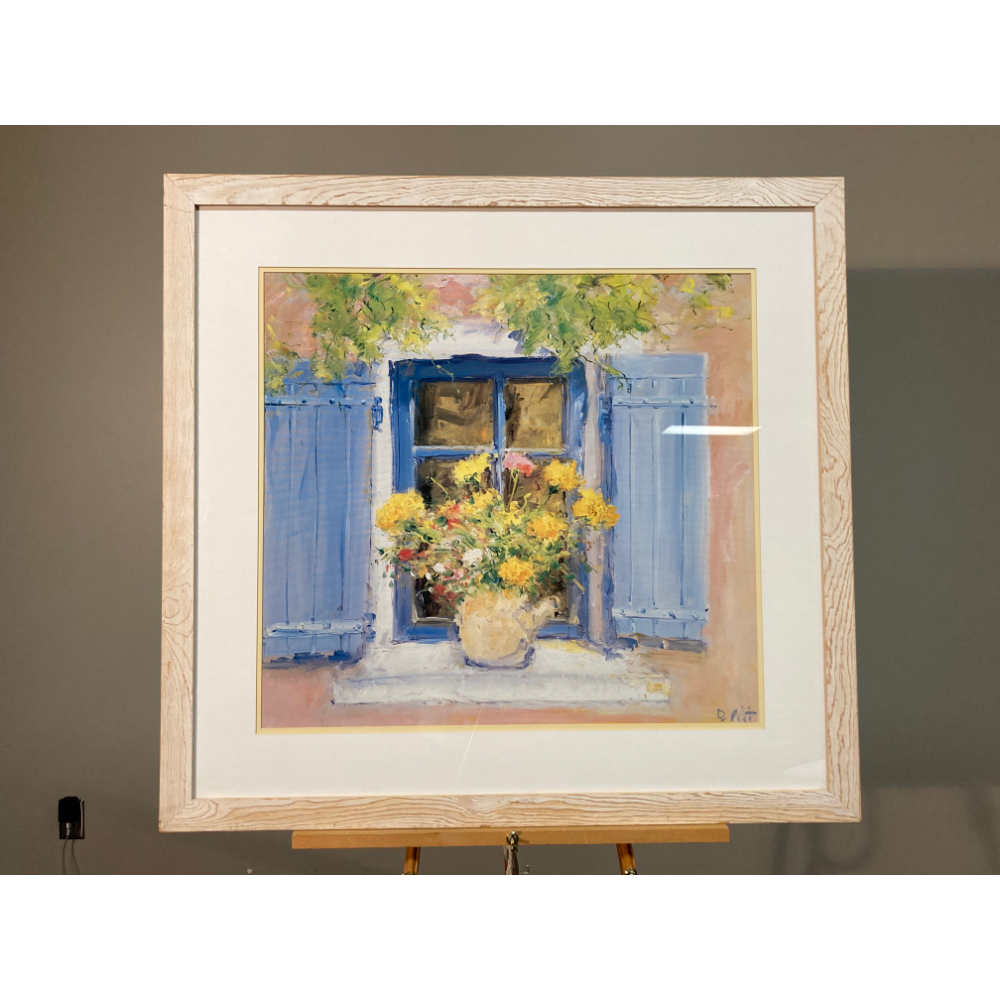 Framed Print - Blue Shutters and Flowers
