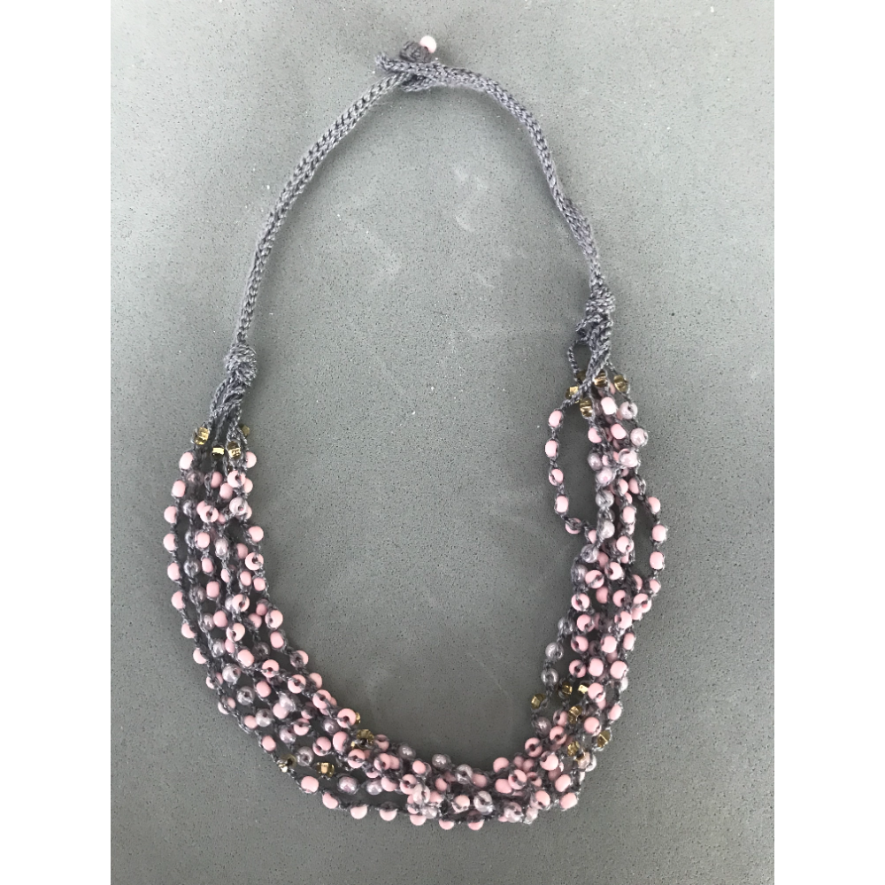 HANDCRATED  Unique Necklace (Pink/Grey)