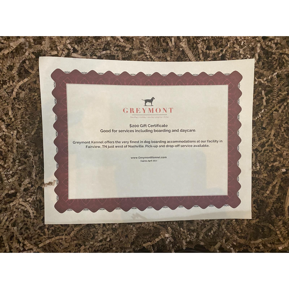 Greymont Kennels Gift Certificate