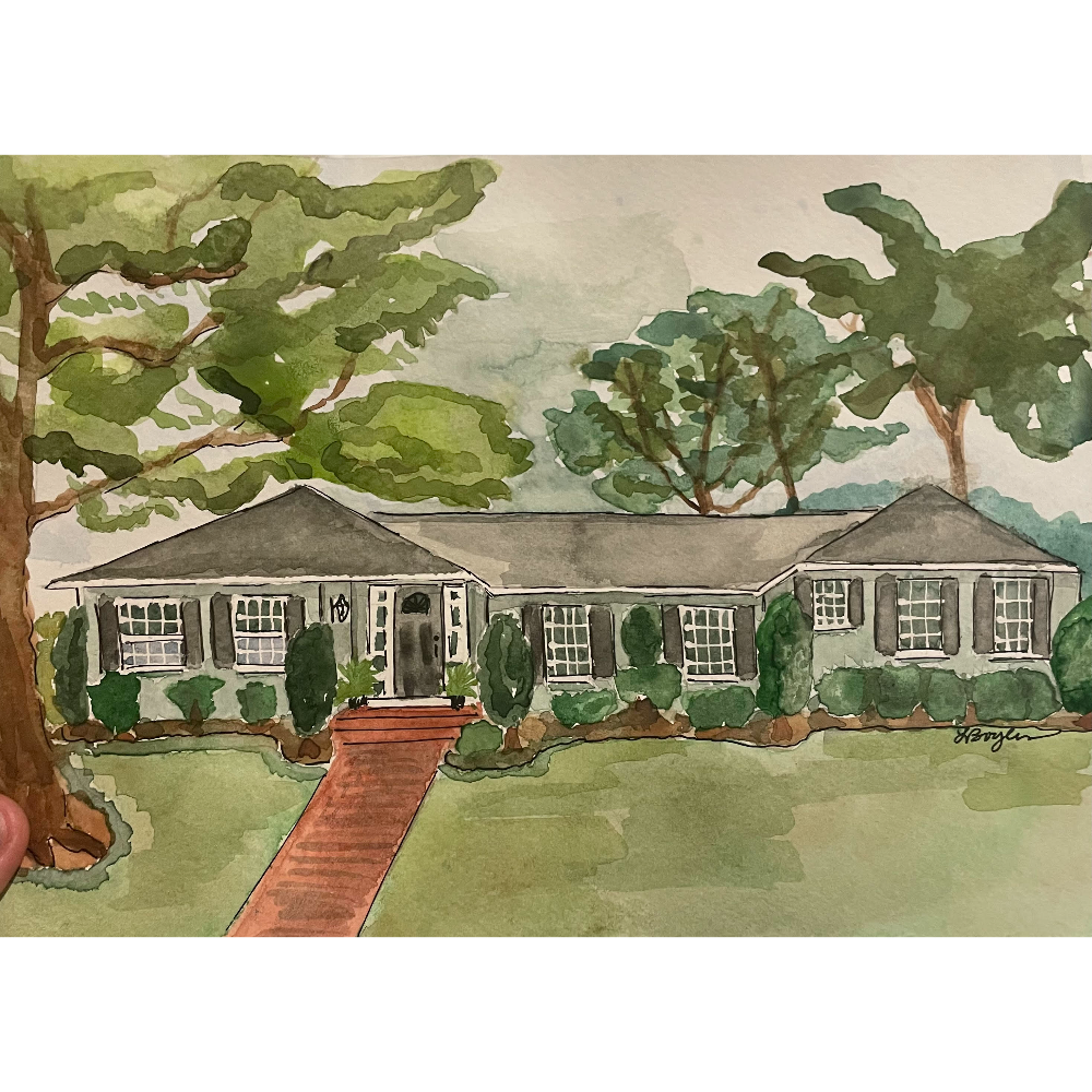 Custom Watercolor of You Home by Laura Boyles