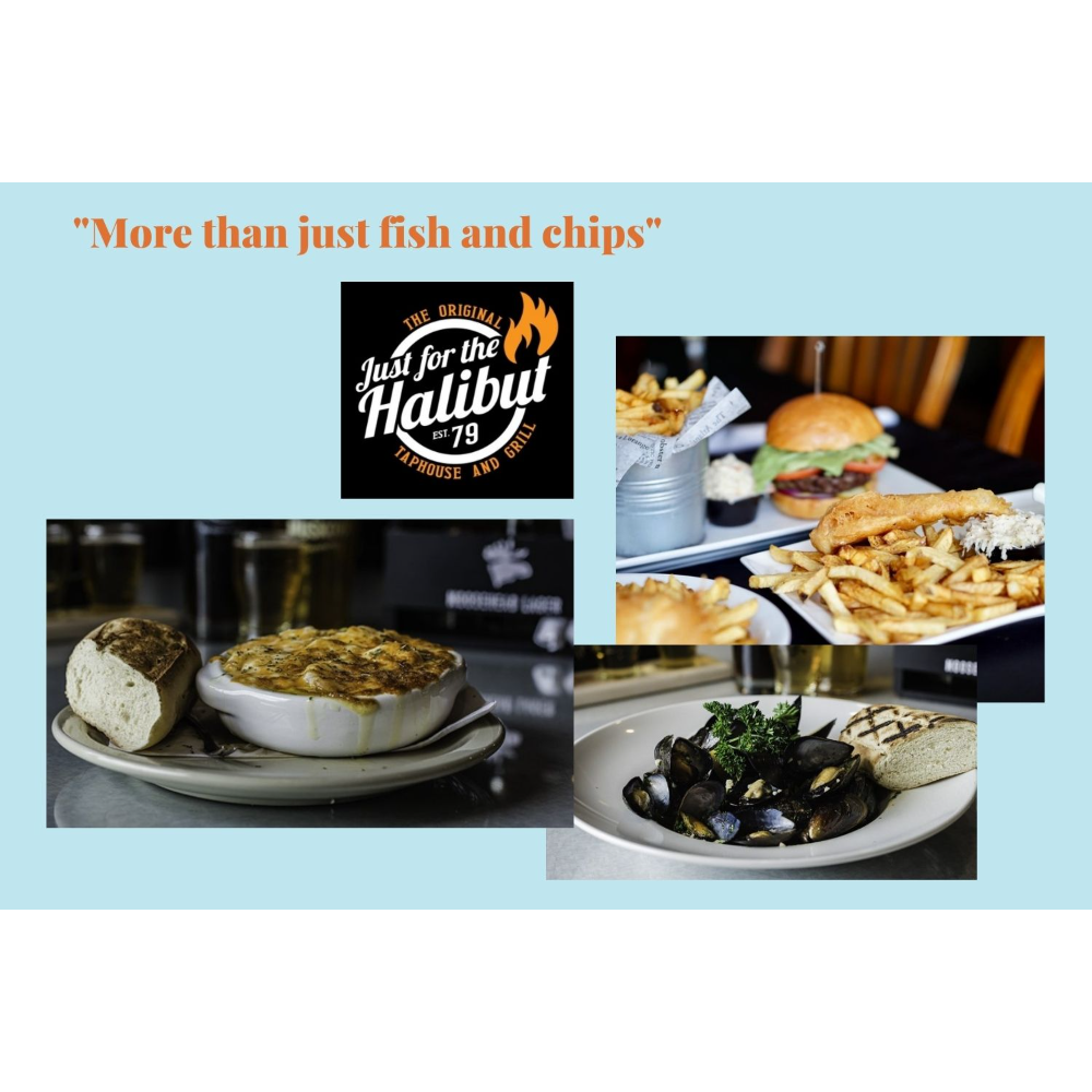 Just for the Halibut Tap House and Grill Gift Card and Cap