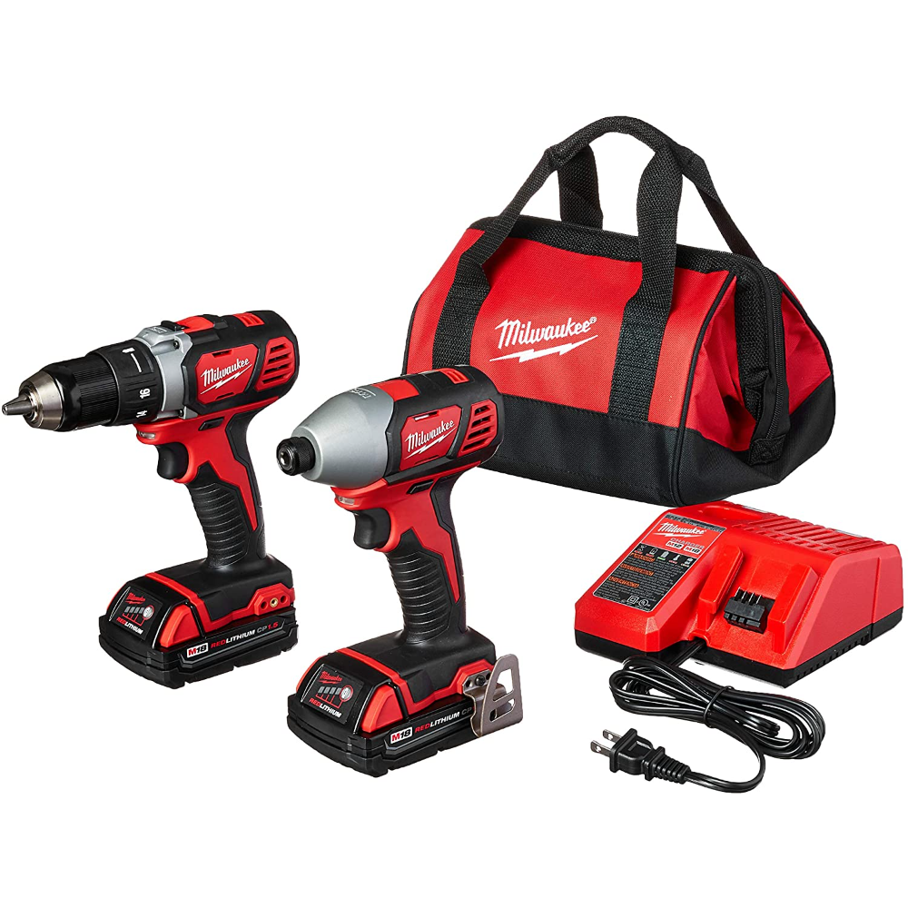 Milwaukee Tool M18 18V Lithium-Ion Brushless Cordless Hammer Drill/ Impact Driver Combo Kit (2-Tool) w/2 Batteries