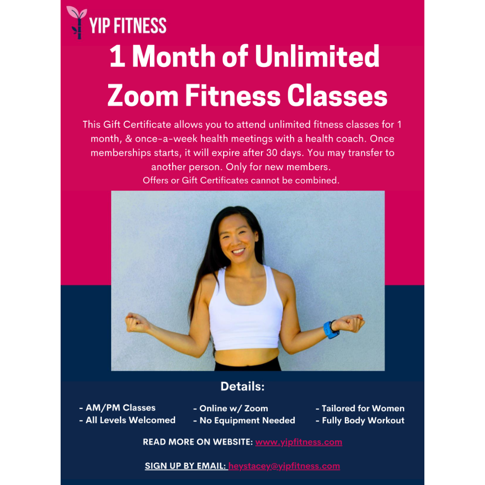 1-Month Unlimited Zoom Fitness Class w/ Yip Fitness