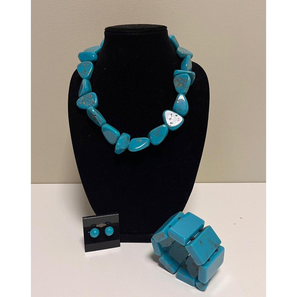 Jackie Brazil Turquoise Resin Jewelry Set