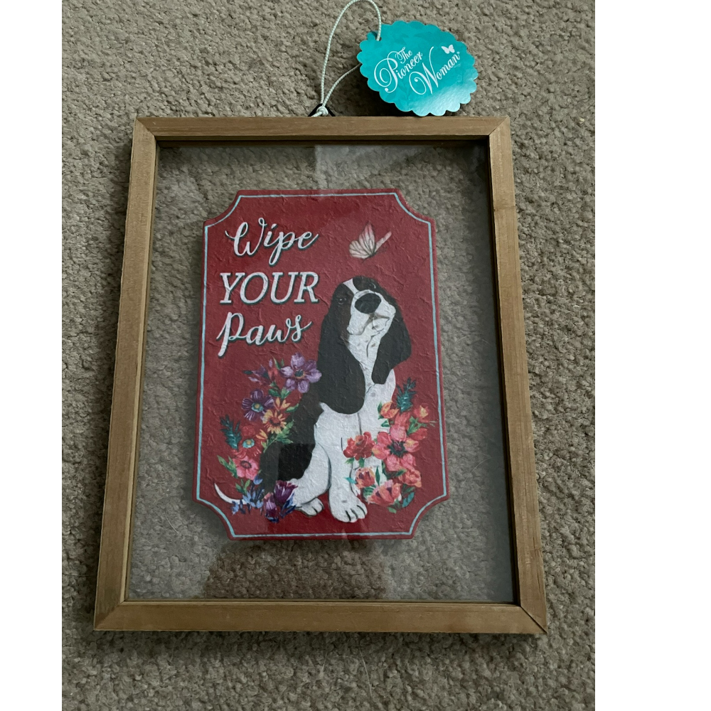 Wipe Your Paws Glass Wall Hanging