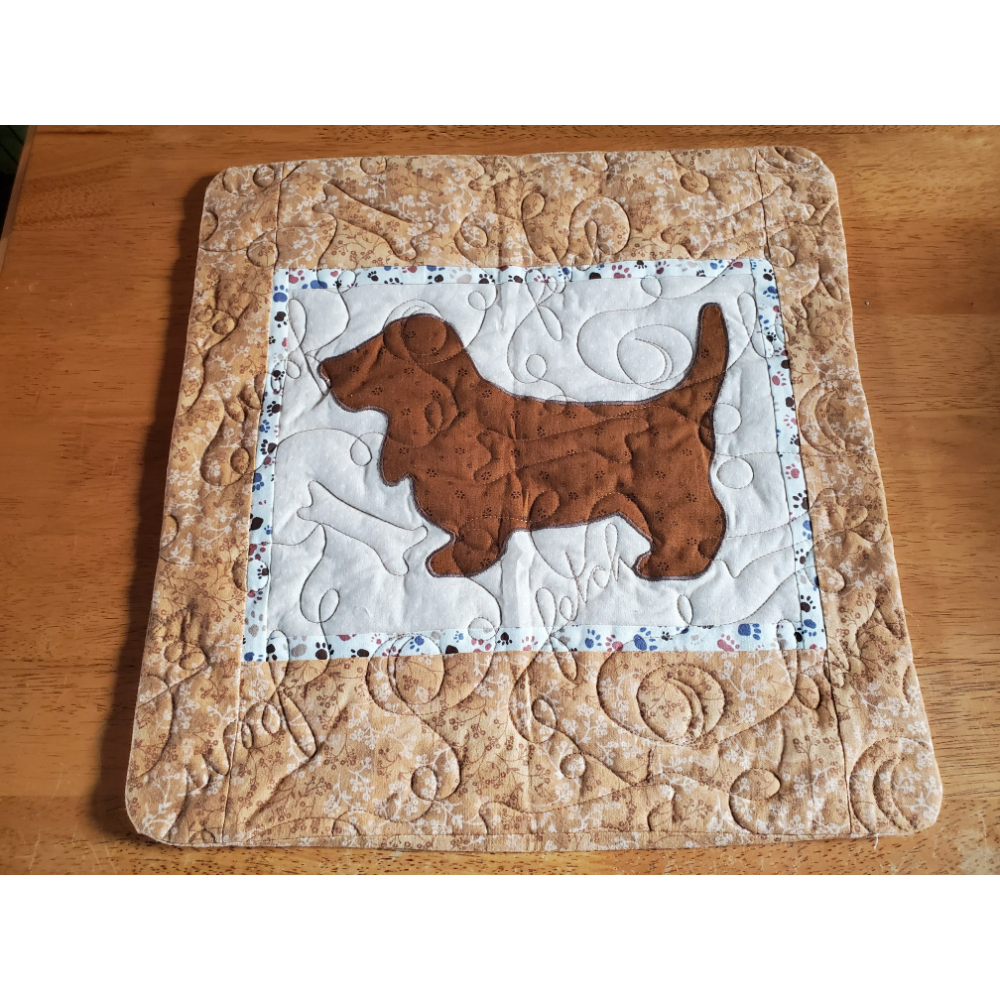 Basset Quilted Pillow Cover