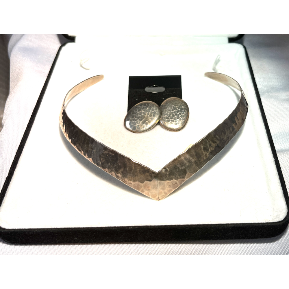 Sterling Silver Neck Cuff and Earrings Set