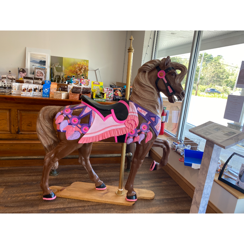 Brown and Pink Full-size Carousel Horse