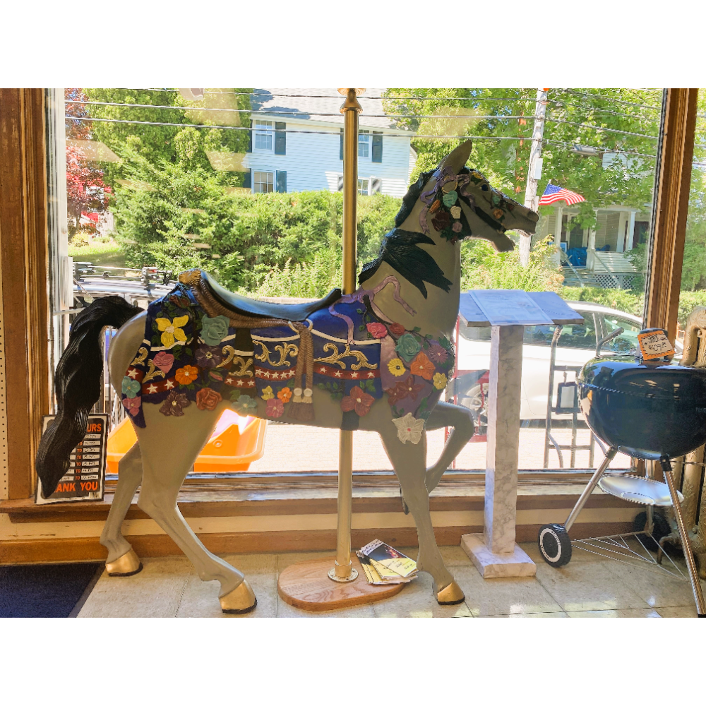 Gray and Blue Full-size Carousel Horse