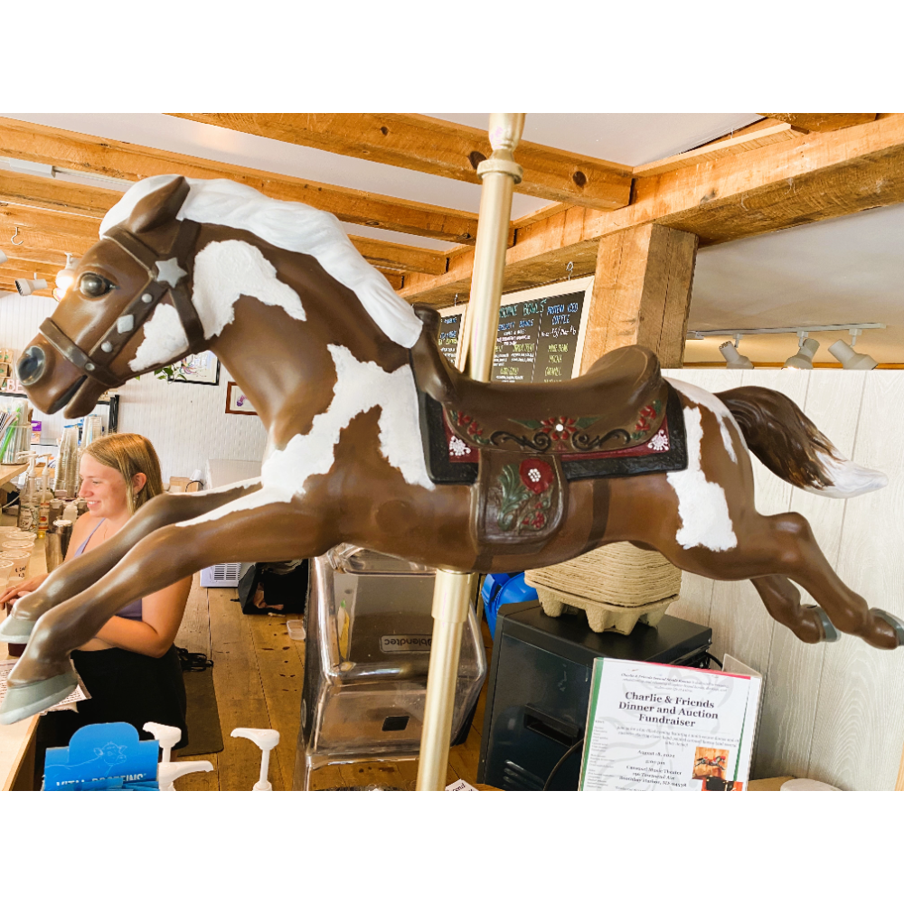Brown and White Small Carousel Horse