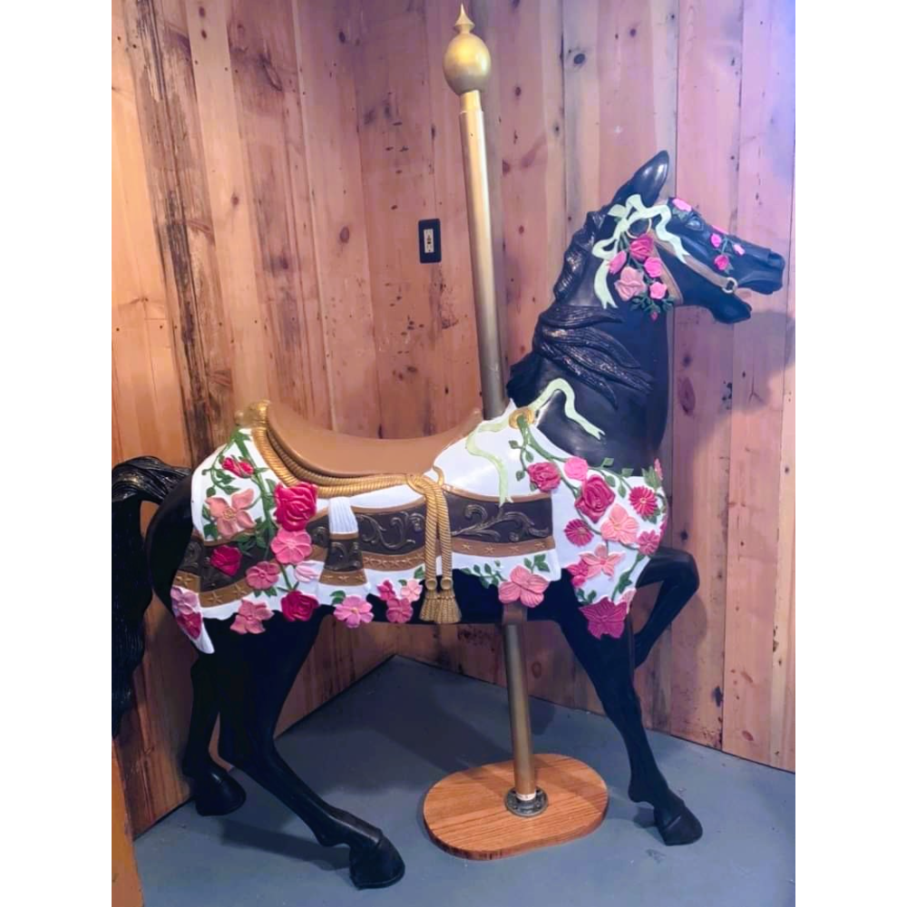 Black and Pink Full-size Carousel Horse