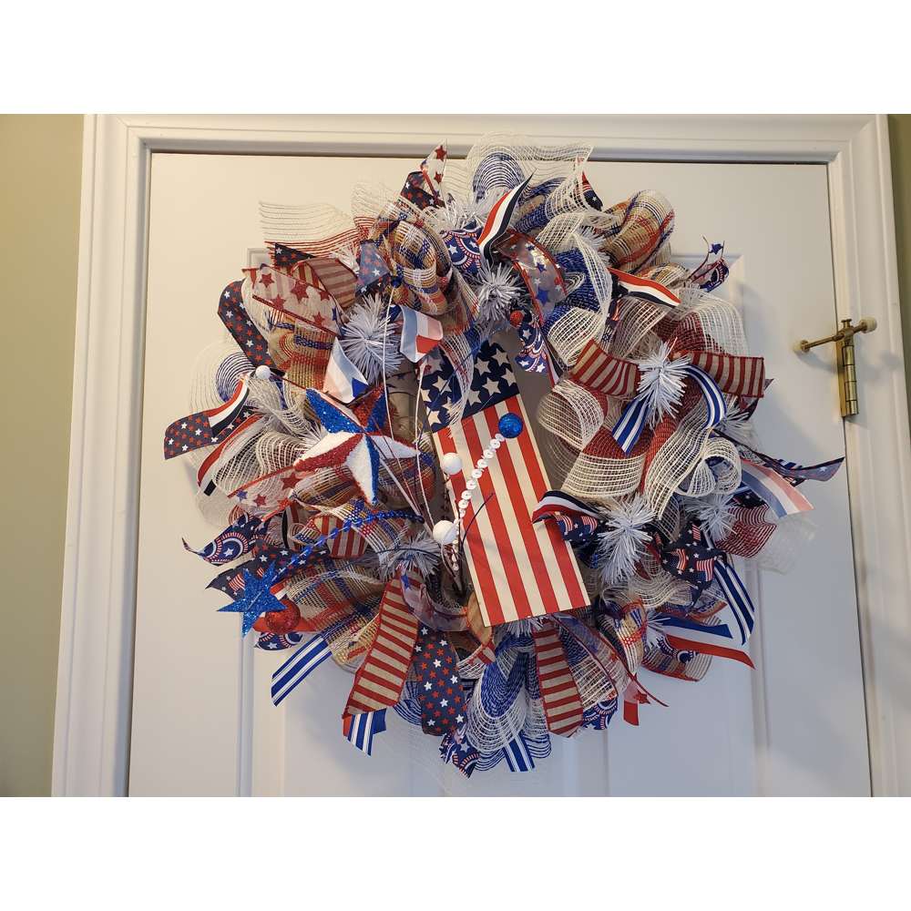 Handmade Patriotic Wreath (with American flag)