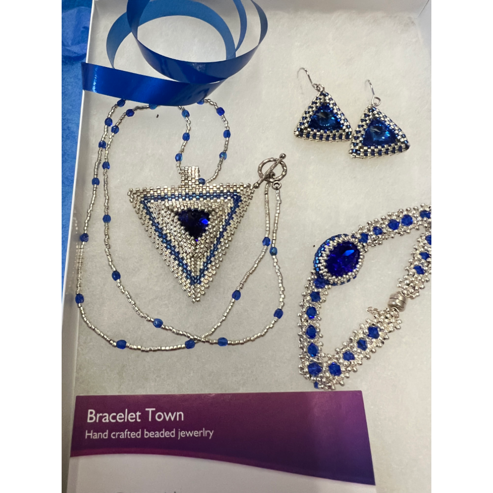 Handcrafted bead necklace, earring, bracelet set