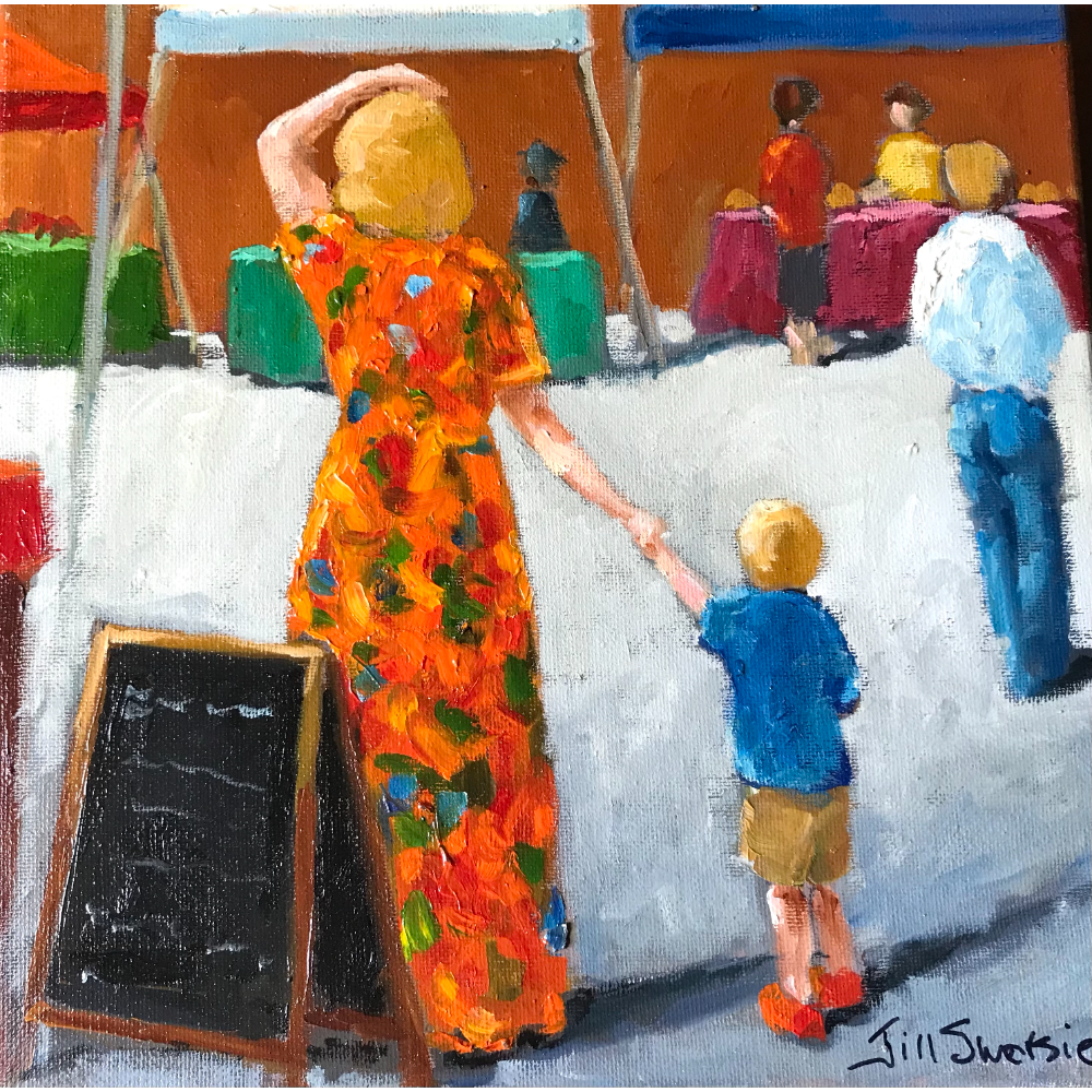 "Market" - Plein air oil painting by Jill Swersie