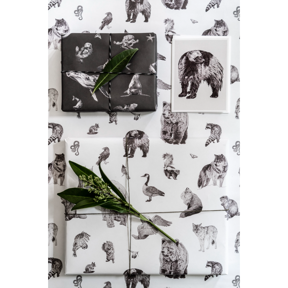Pacific Northwest Animals Wrapping Paper - 5 Sheets