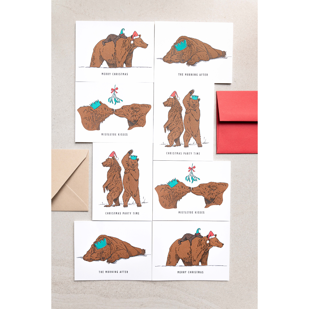 Pack of 8 Christmas Bear Greeting Cards
