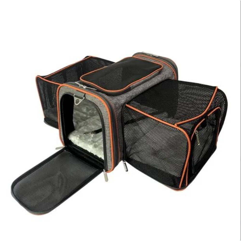 Expandable Pet Carrier and Fold Up Dual Feeder
