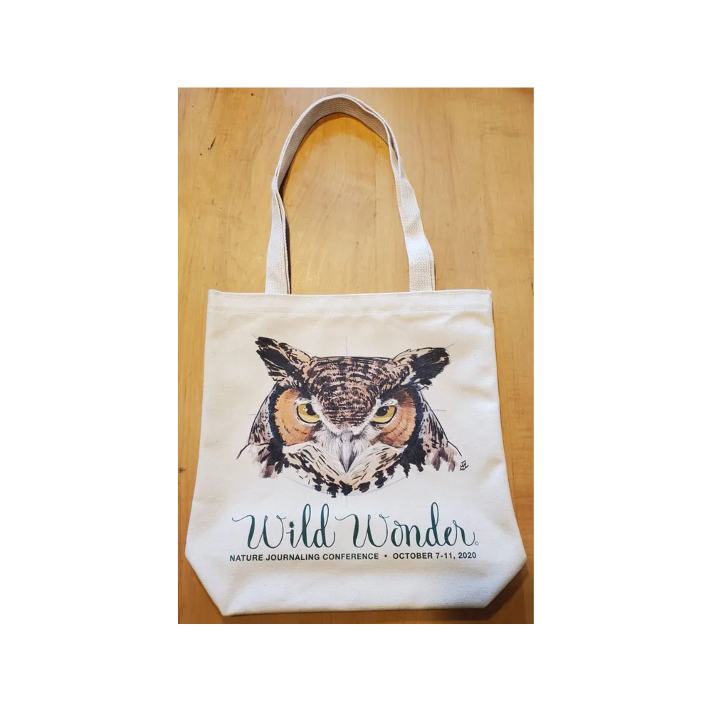 Wild Wonder 2020 Tote Bag featuring Great Horned Owl by John Muir Laws